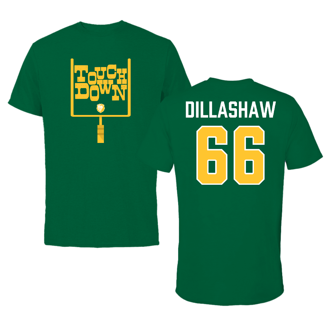 Southeastern Louisiana University Football Green Touchdown Performance Tee - #66 Carson Dillashaw