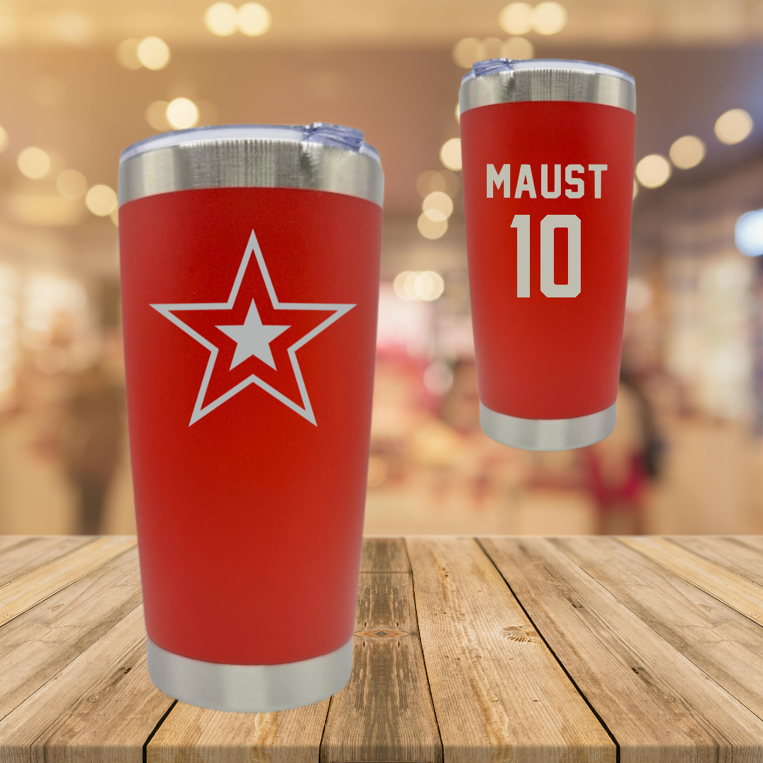 Robert Morris University Ice Hockey Red Stainless Steel Tumbler - #10 Paul Maust