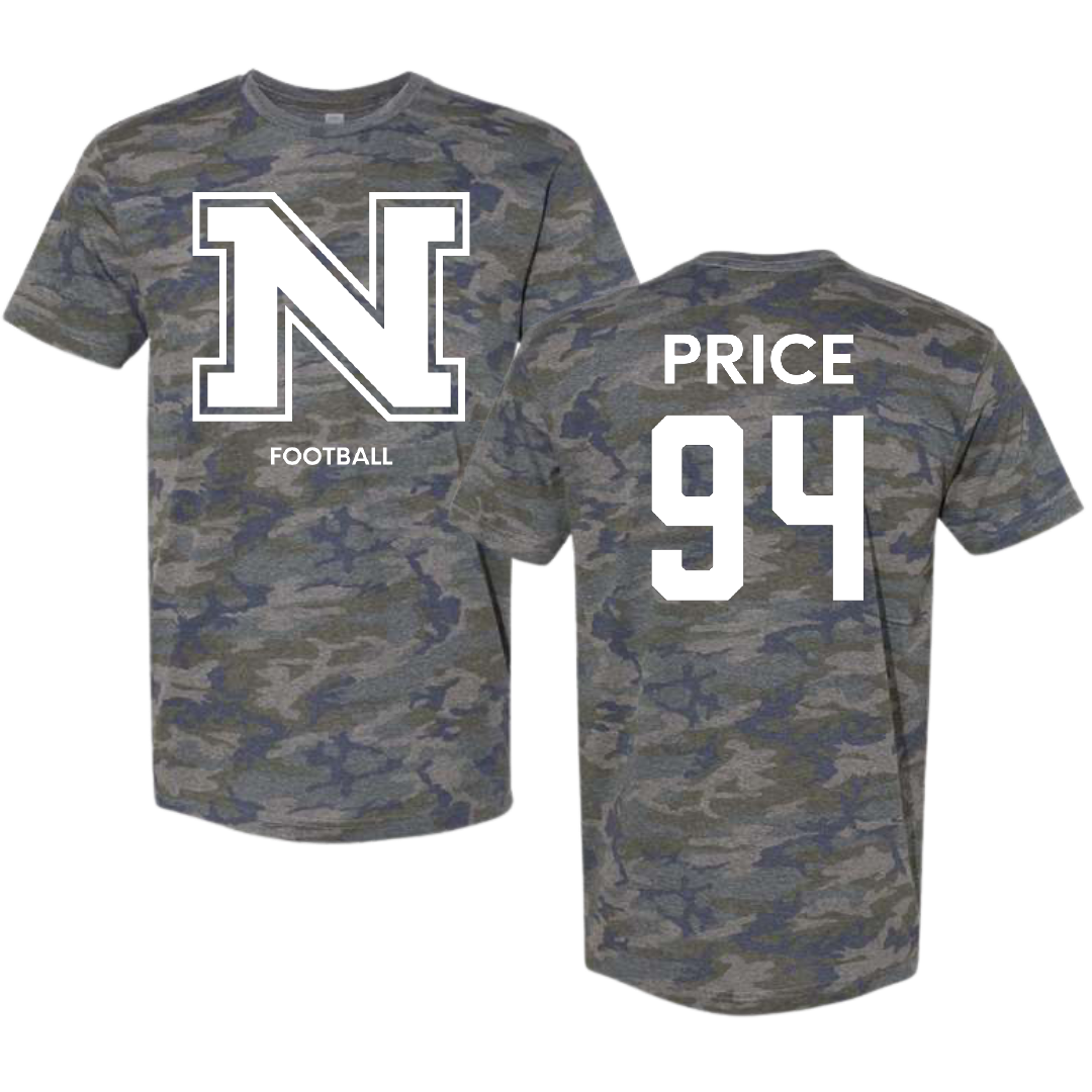 Northern Michigan University Football Vintage Camo Tee - #94 Jake Price