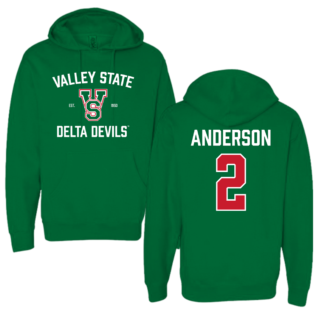 Mississippi Valley State University Football Green General Hoodie - #2 Jordan Anderson