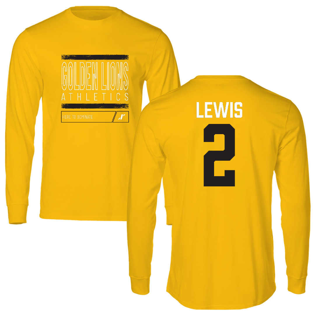 University of Arkansas-Pine Bluff Football Gold Dominate Performance Long Sleeve - #2 Kenji Lewis