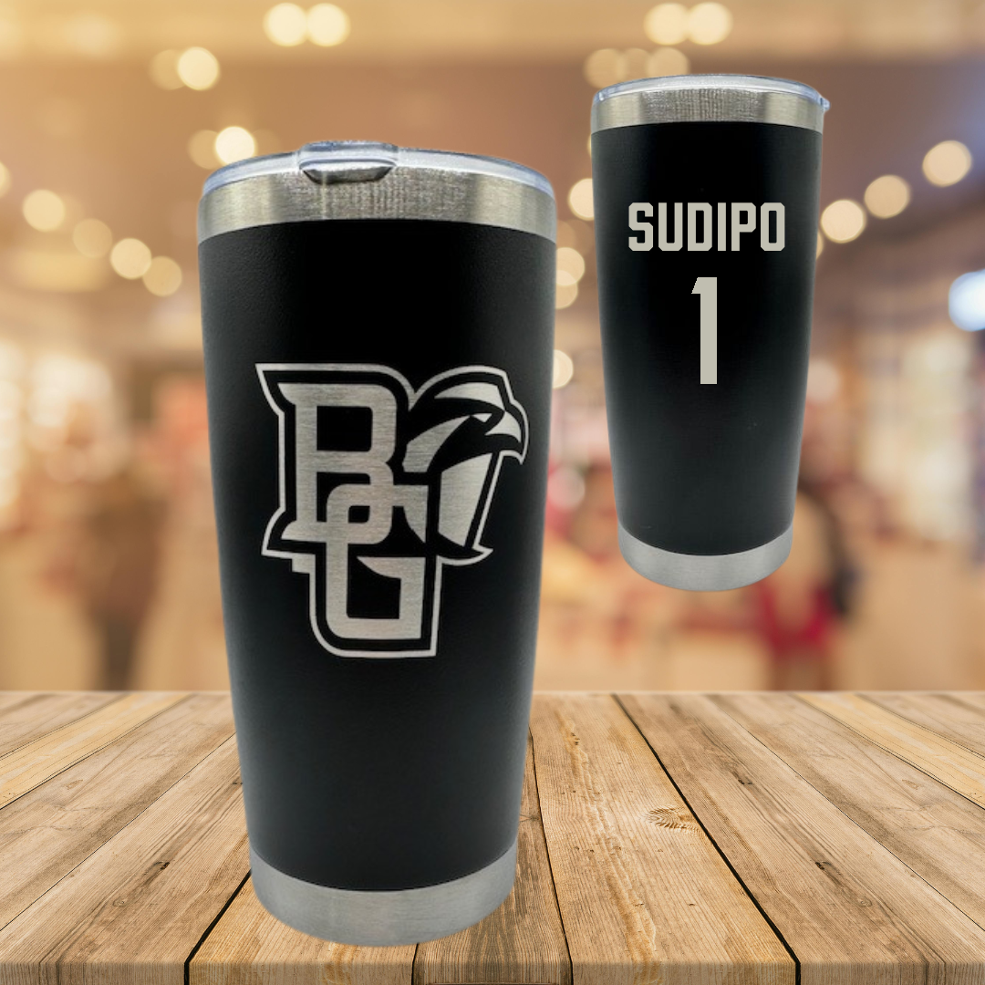 Bowling Green State University Football Black Stainless Steel Tumbler - #1 Mateo Sudipo