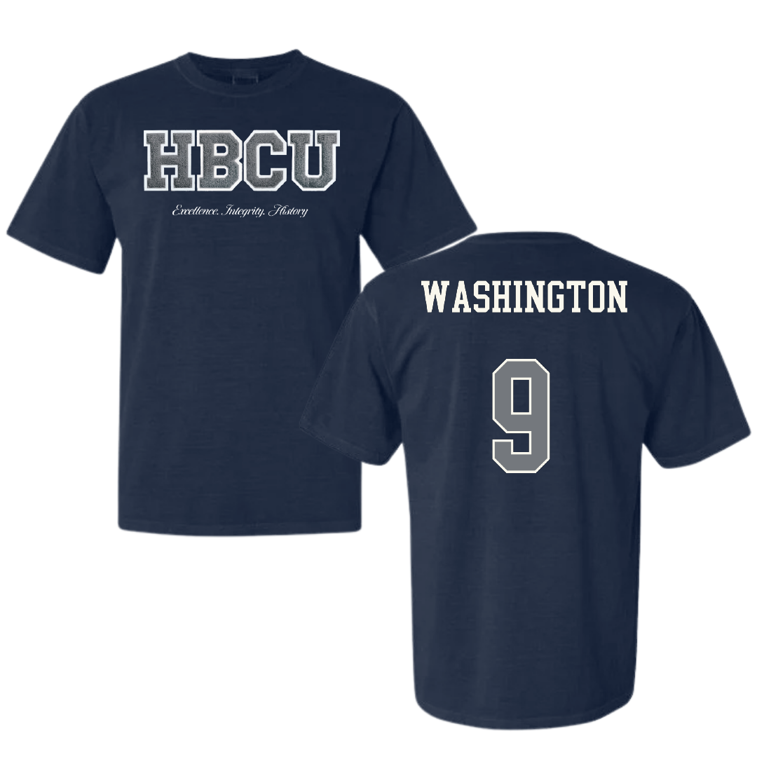 Jackson State University Football Navy HBCU Varsity Comfort Colors Tee - #9 BJ Washington