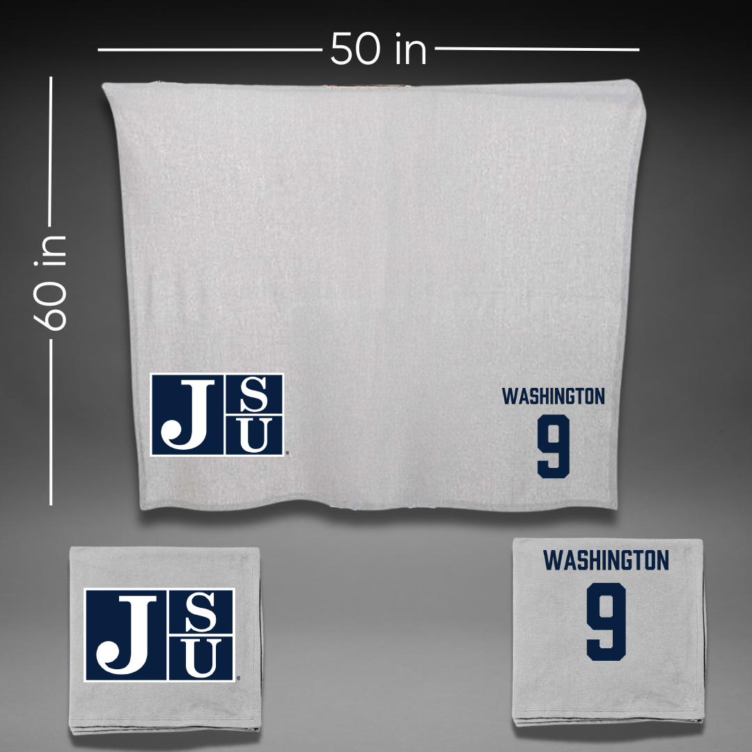 Jackson State University Football Gray Blanket - #9 BJ Washington