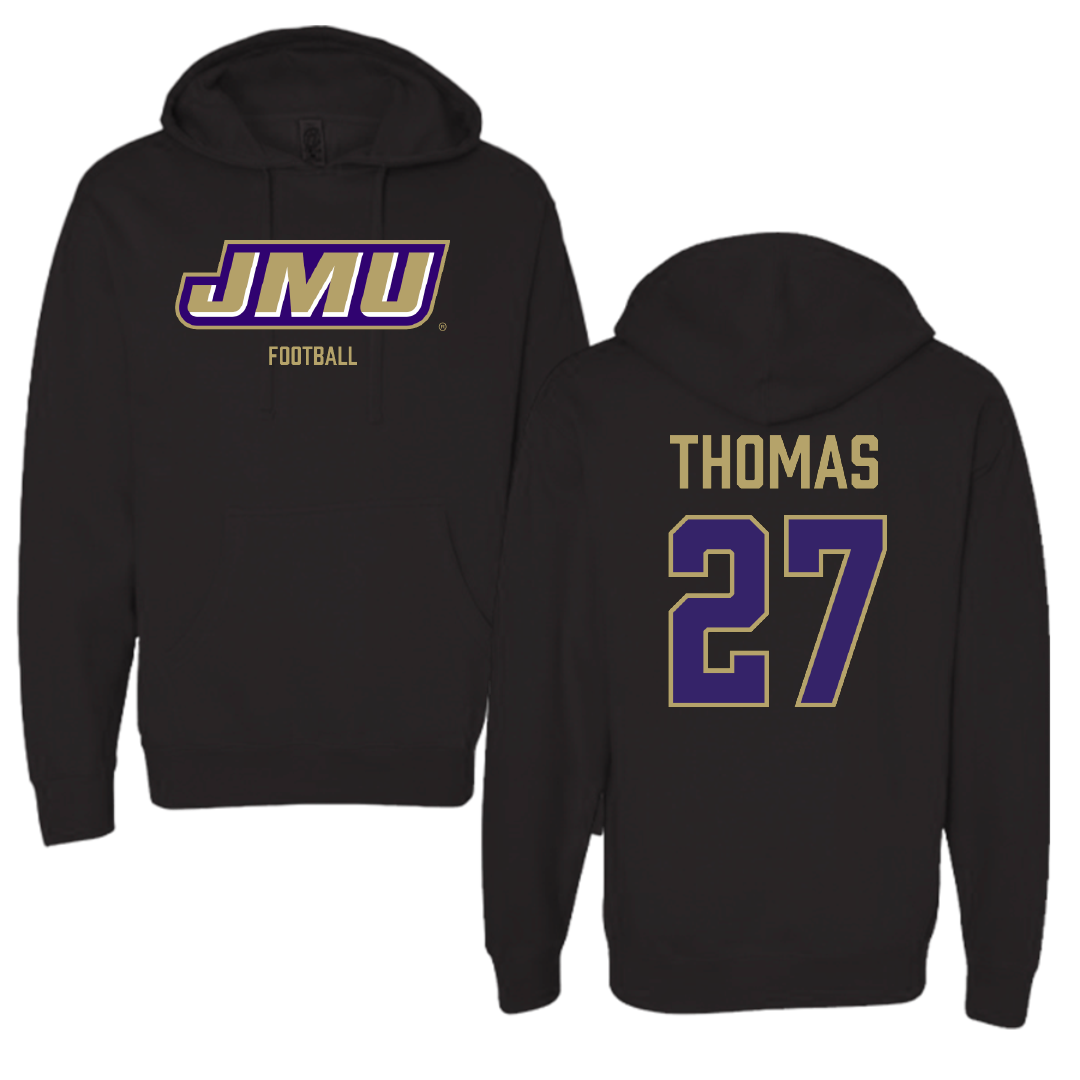 James Madison University Football Black Hoodie - #27 Jacob Thomas