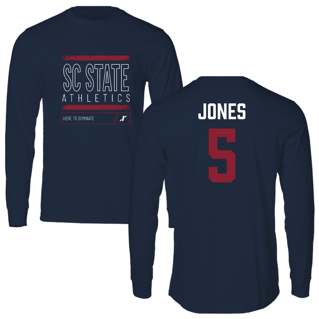 South Carolina State University Football Navy Dominate Performance Long Sleeve - #5 Tyler Jones