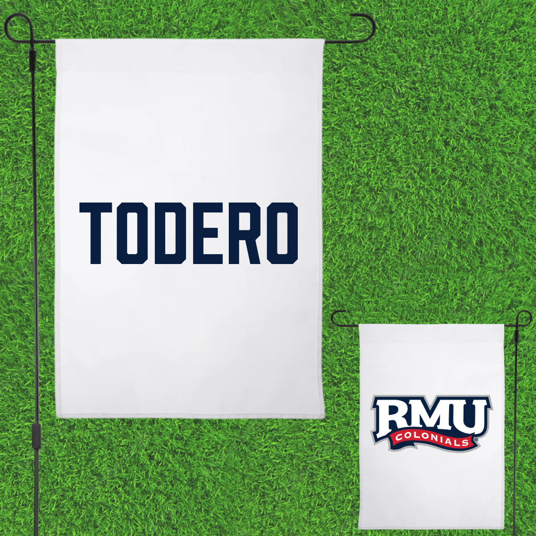 Robert Morris University TF and XC White Garden Flag - Rayna Todero
