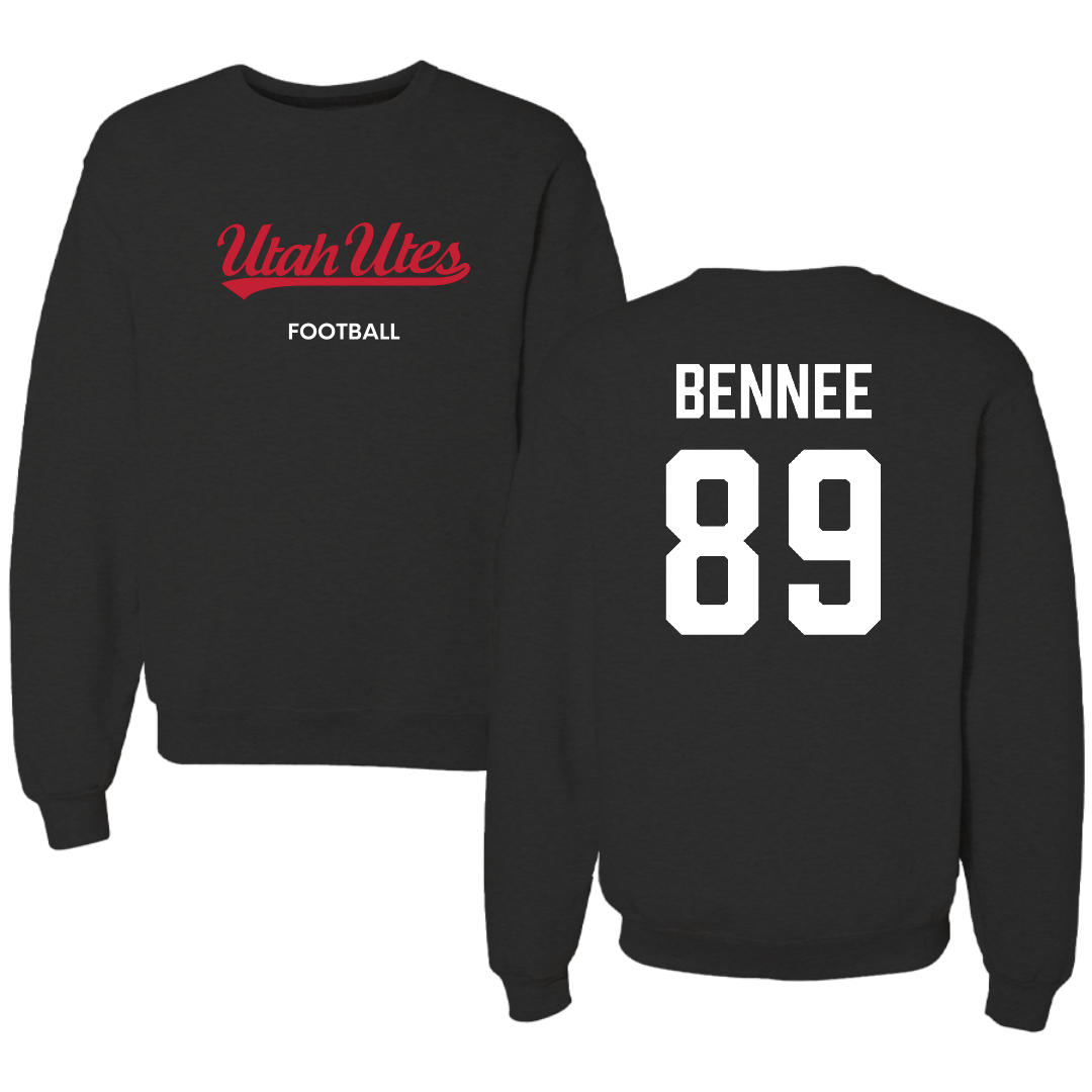 University of Utah Football Black Crewneck - #89 Noah Bennee