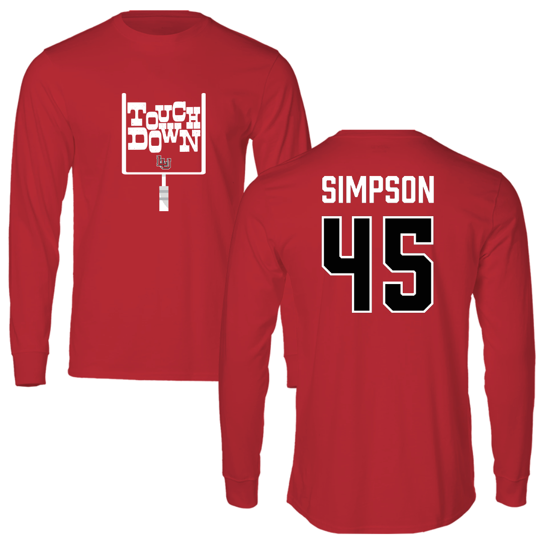 Lamar University Football Red Touchdown Performance Long Sleeve - #45 Kei'trone Simpson