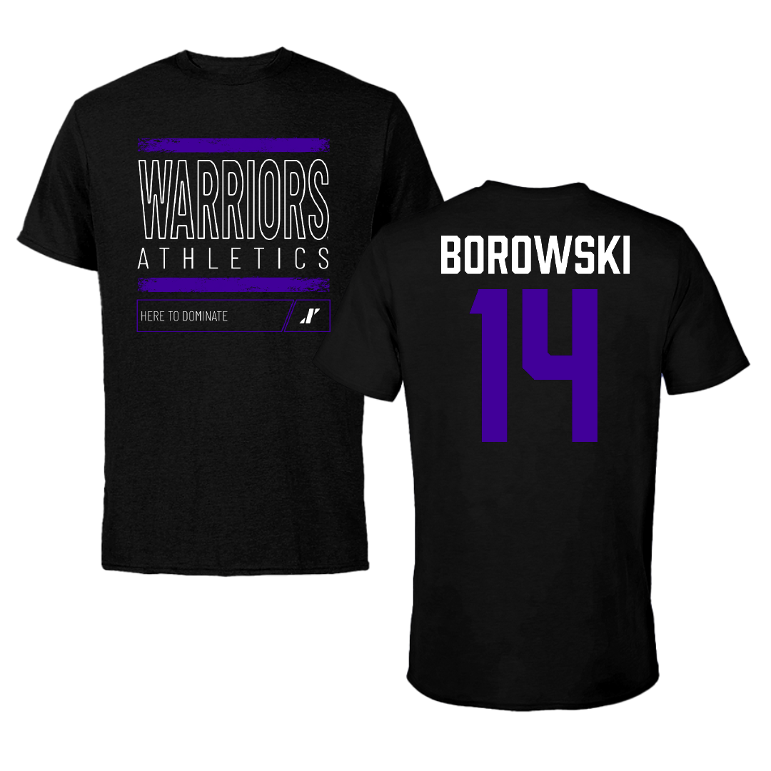 Winona State University Basketball Black Dominate Performance Tee - #14 Ty Borowski
