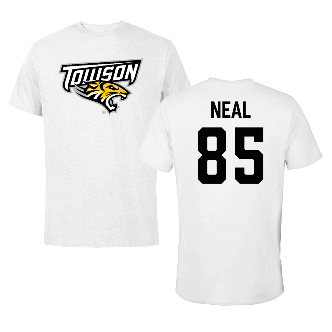Towson University Football White Tee - #85 Gordon Neal