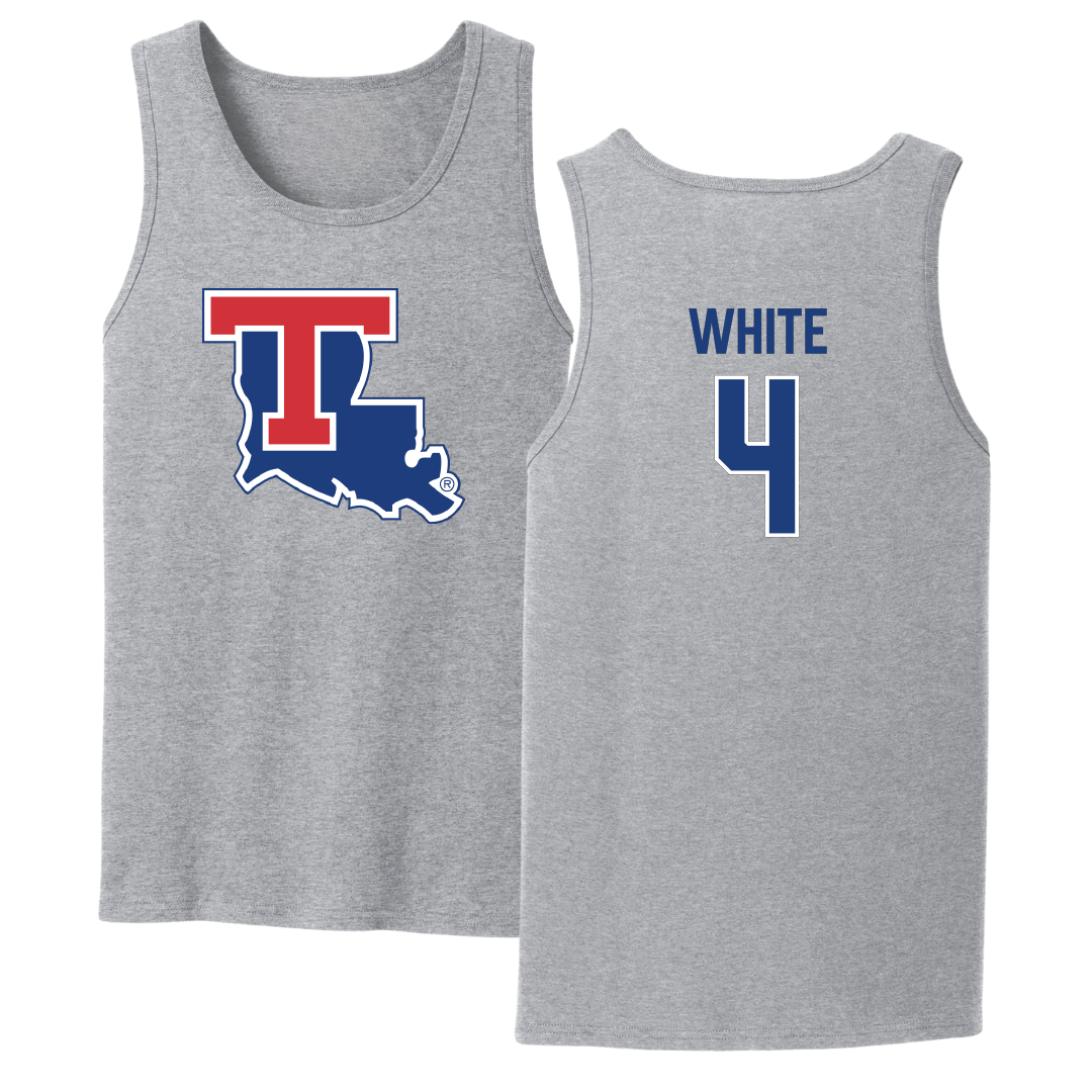 Louisiana Tech University Soccer Sport Gray Tank Top - #4 Ella White