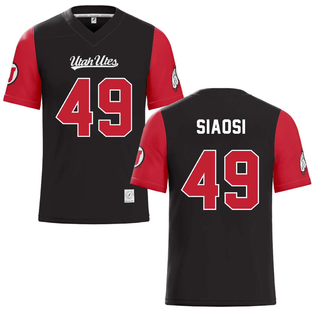 University of Utah Black Football Jersey - #49 Jason Siaosi