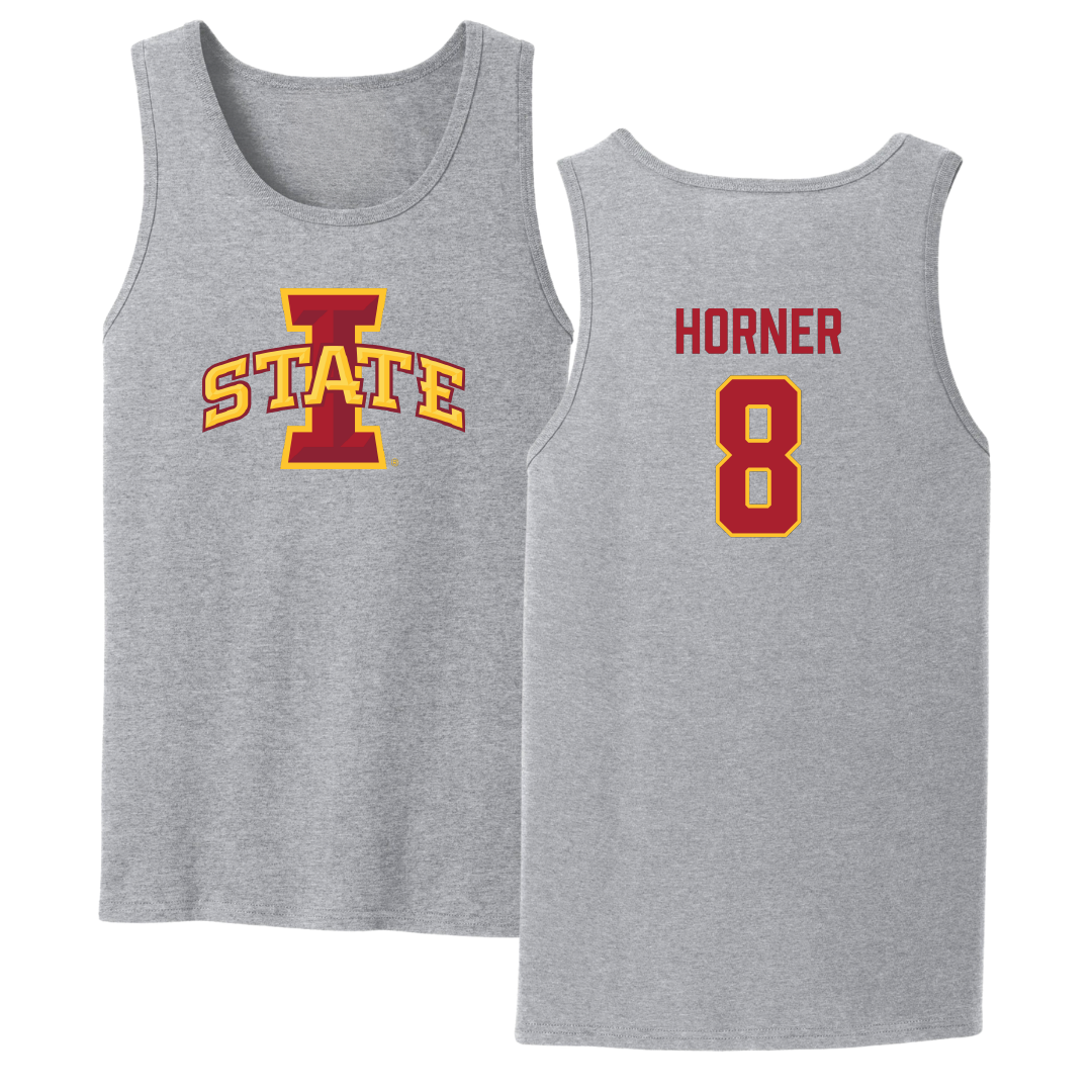 Iowa State University Soccer Sport Gray Tank Top - #8 Avery Horner