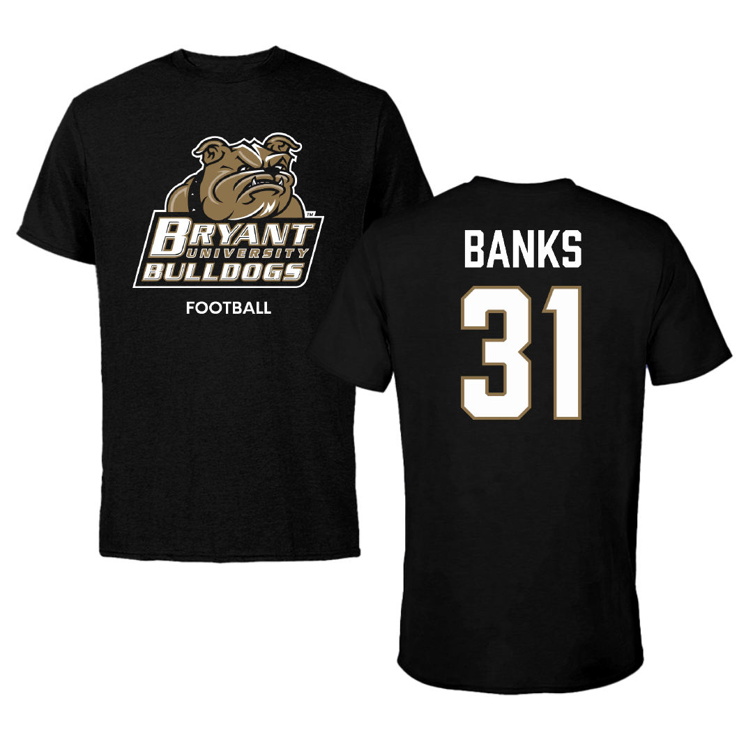 Bryant University Football Black Tee - #31 Devon Banks