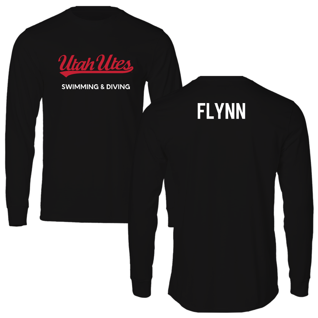 University of Utah Swimming & Diving Black Utes Performance Long Sleeve - Kelson Flynn