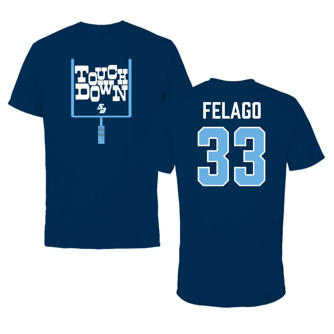 University of San Diego Football Navy Touchdown Tee - #33 Nick Felago