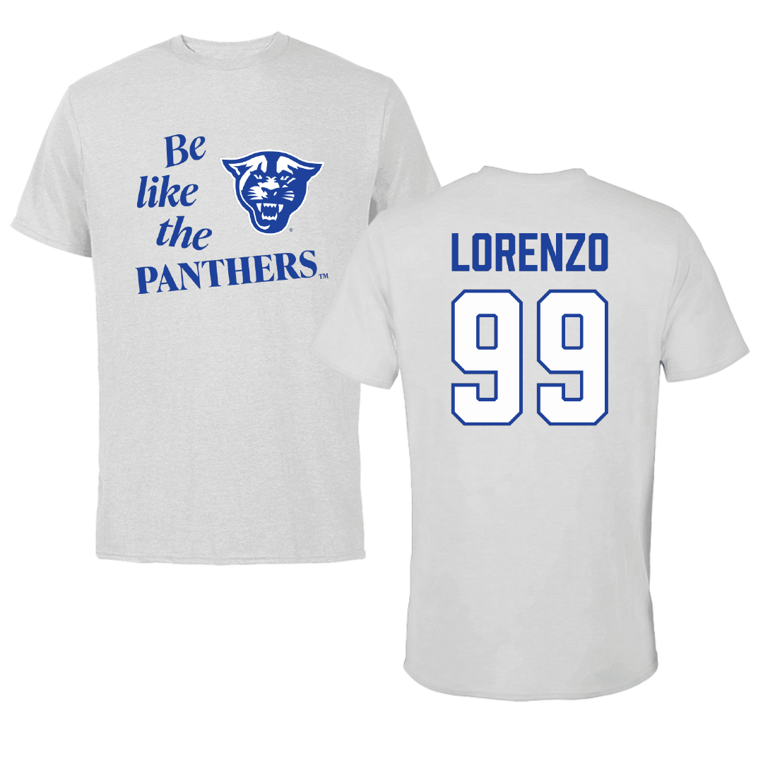 Georgia State University Football Light Gray Be Like Us Performance Tee - #99 Christian Lorenzo