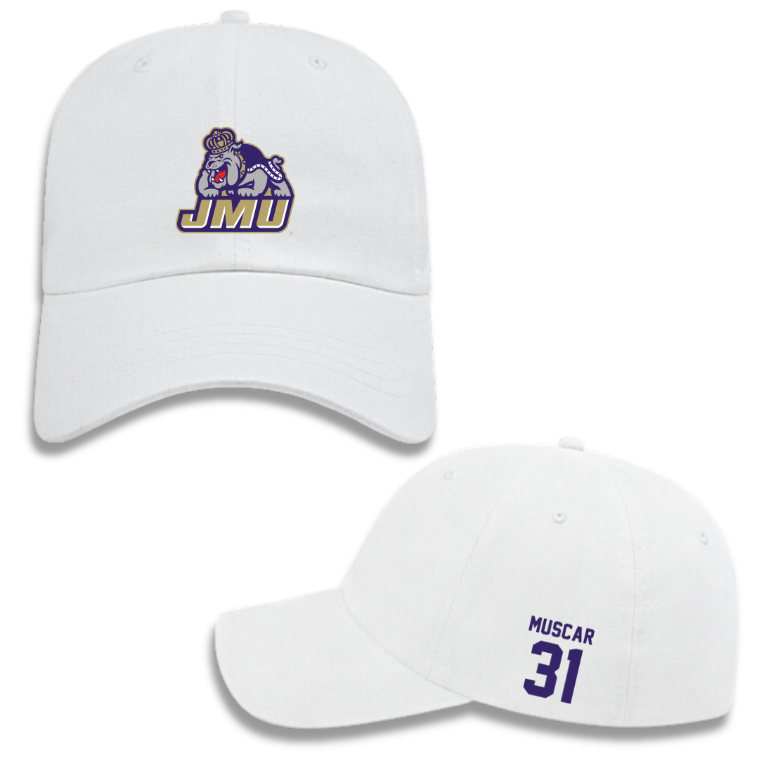 James Madison University Baseball White Hat - #31 Tyler Muscar