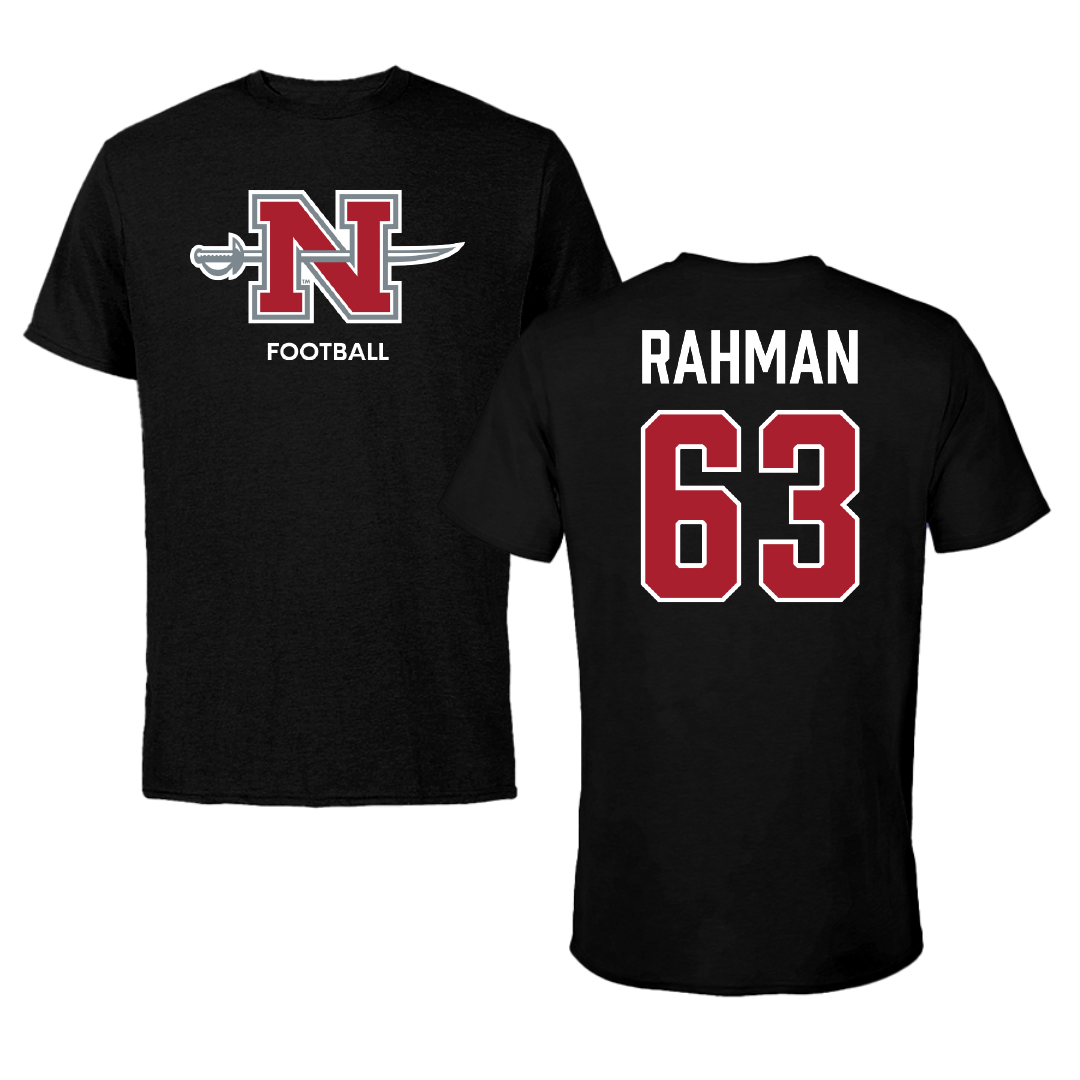 Nicholls State University Football Black Mascot Tee - #63 Hamza Rahman