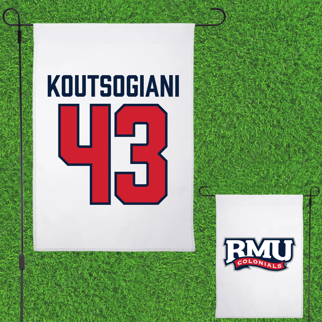 Robert Morris University Softball White Garden Flag - #43 Alaina Koutsogiani