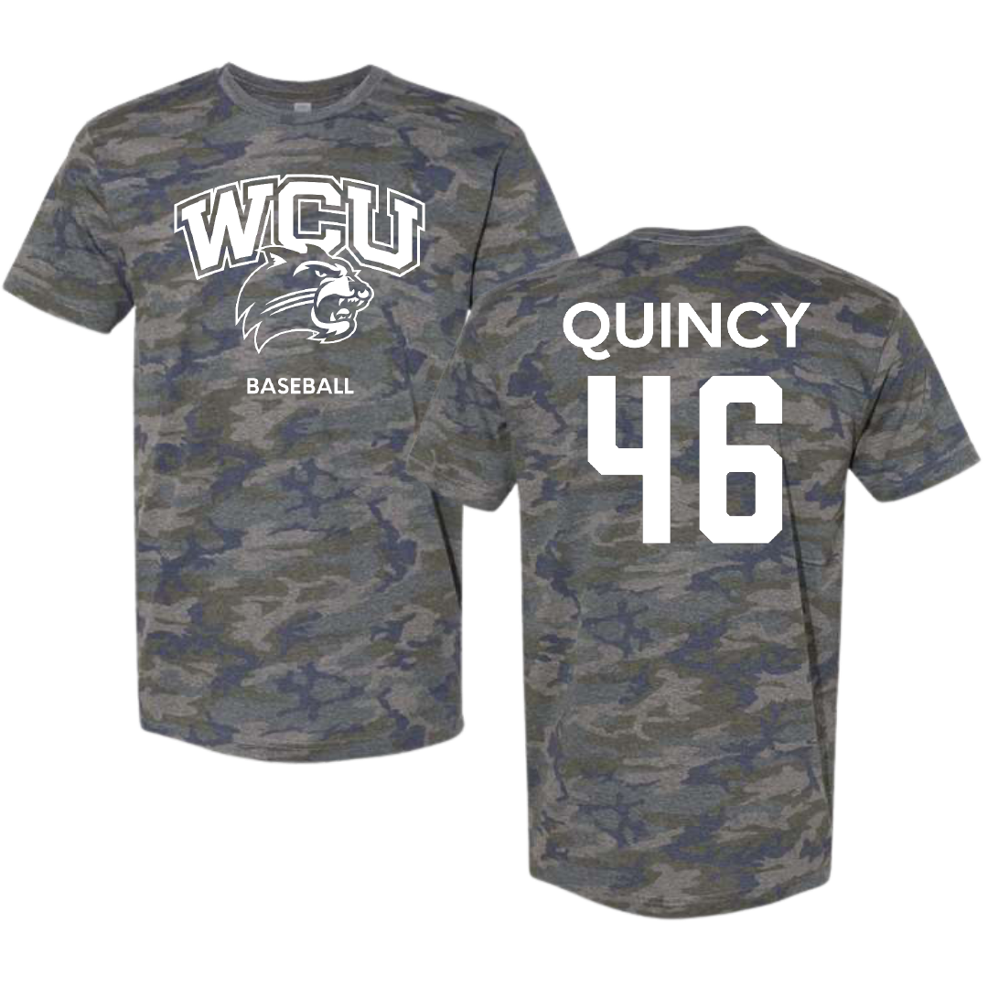 Western Carolina University Baseball Vintage Camo Tee - #46 Adam Quincy