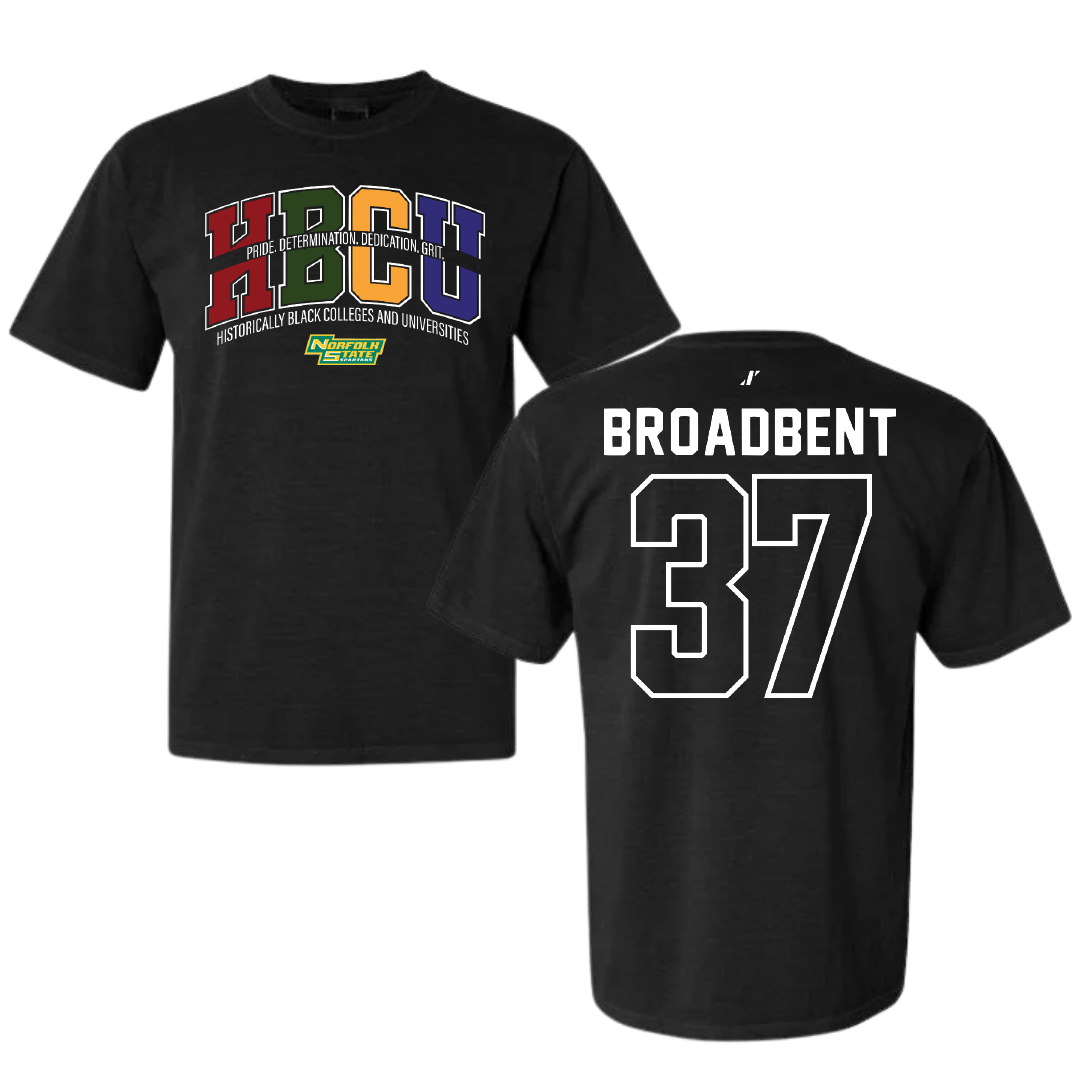 Norfolk State University Football Black HBCU Comfort Colors Tee - #37 Kaleb Broadbent