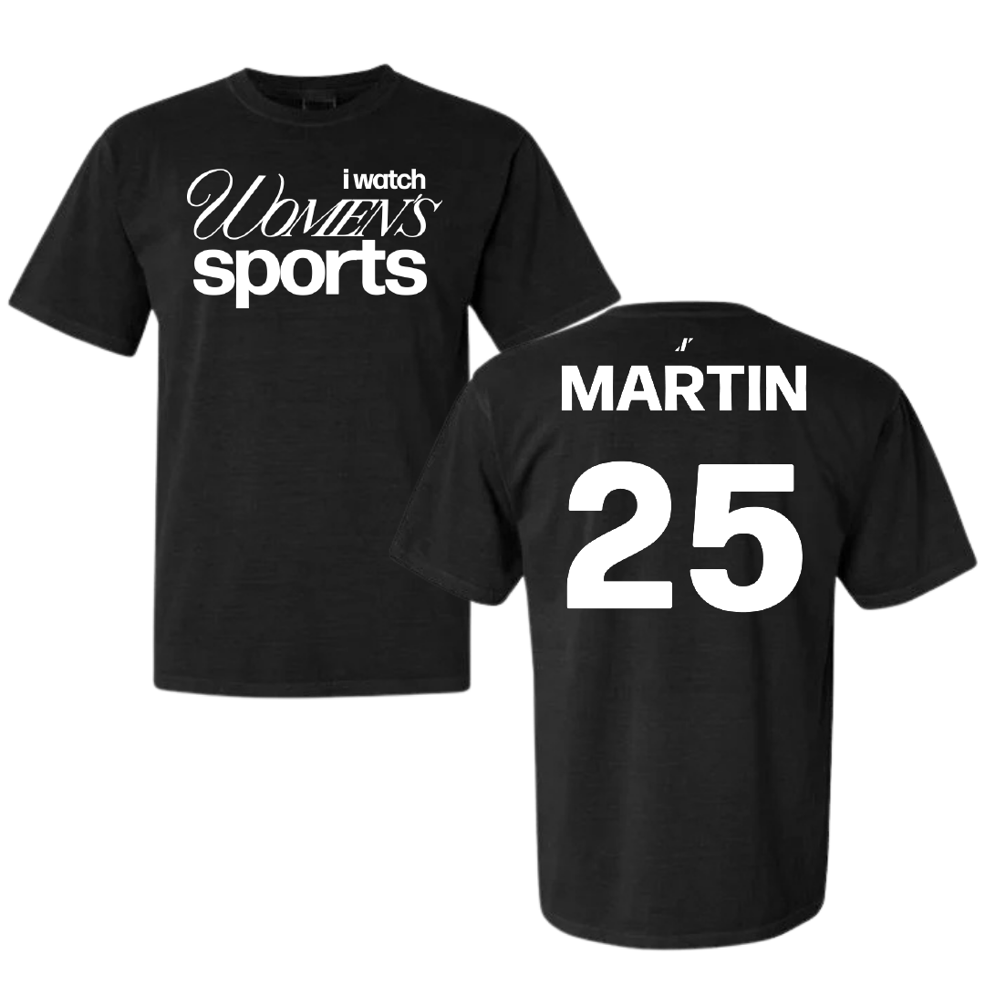 Southeastern Louisiana University Soccer Black WHM Comfort Colors Tee - #25 Mia Martin