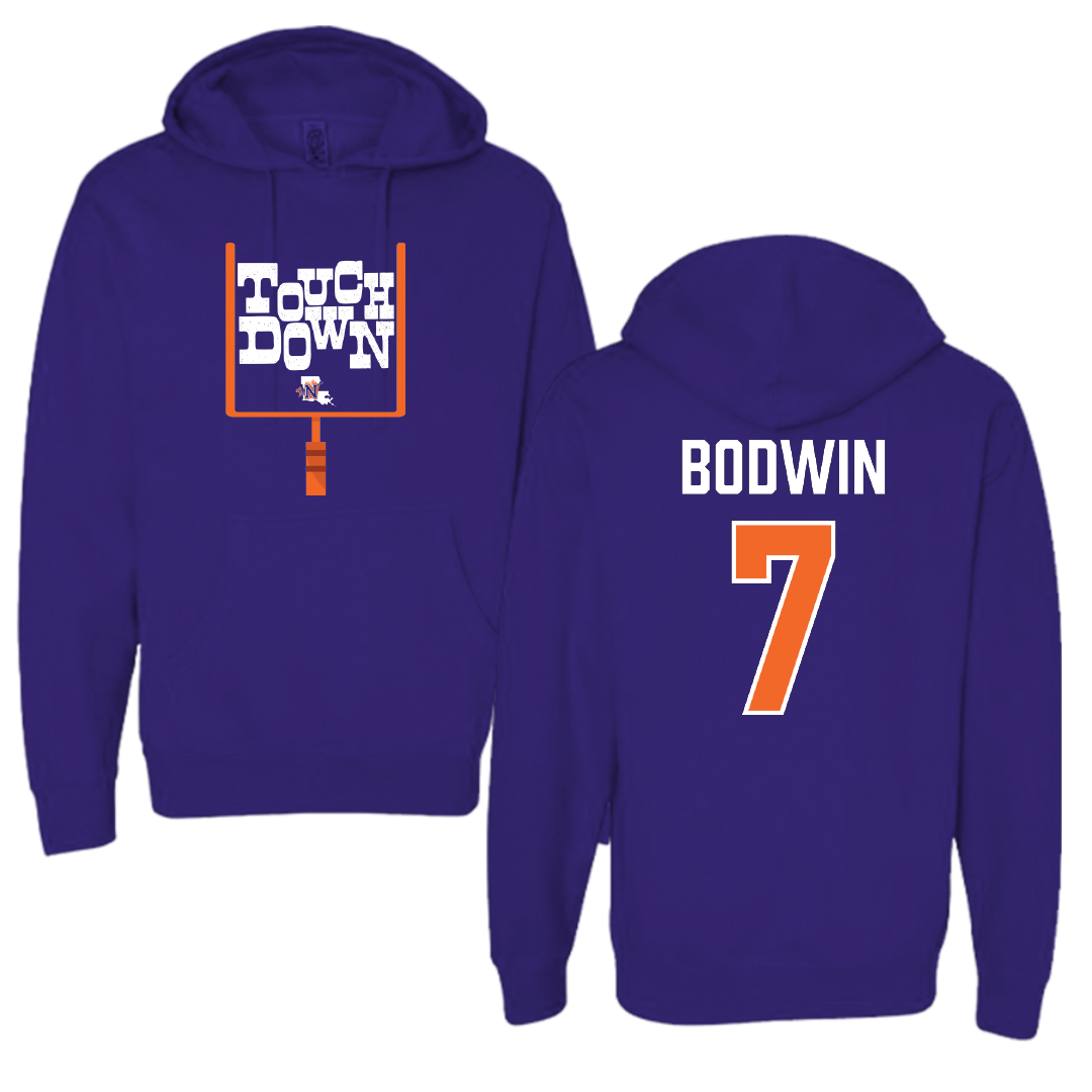 Northwestern State University Football Purple Touchdown Hoodie - #7 Jeremiah Bodwin