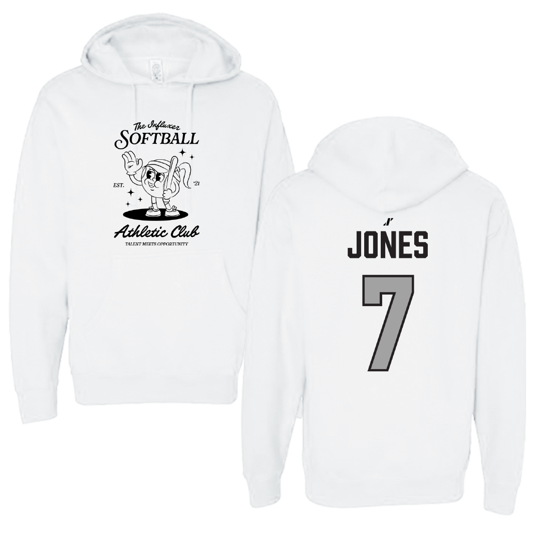 Softball White Influxer Athletic Club Hoodie - #7 Madison Jones