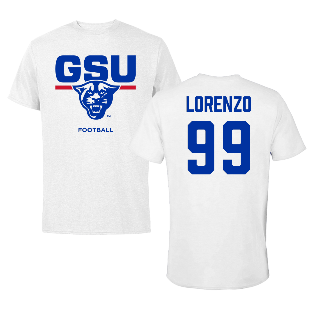 Georgia State University Football White Performance Tee - #99 Christian Lorenzo