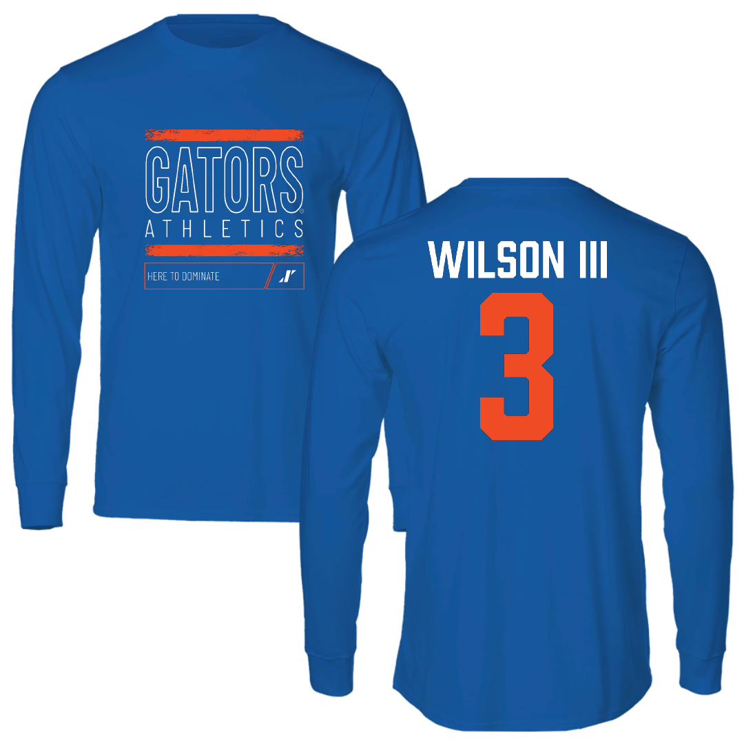 University of Florida Football Blue Dominate Long Sleeve - #3 Eugene Wilson III