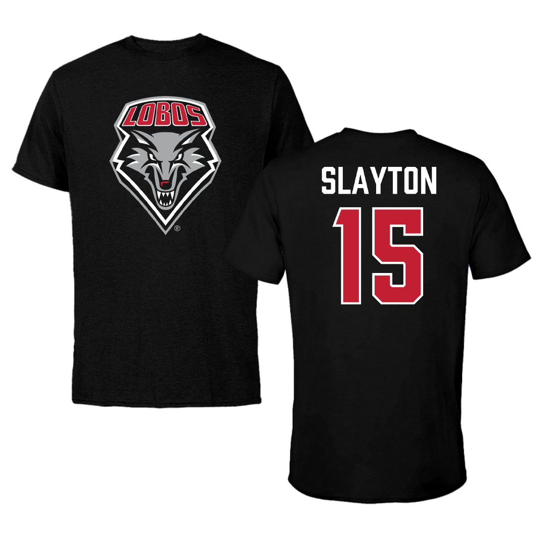 University of New Mexico Football Black Tee - #15 Xavier Slayton