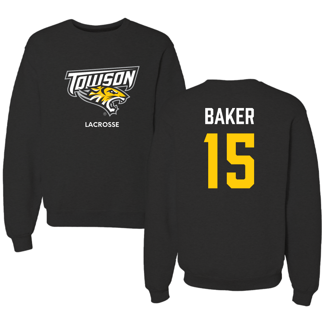 Towson University Lacrosse (W) Black Crewneck - #15 Emma Baker