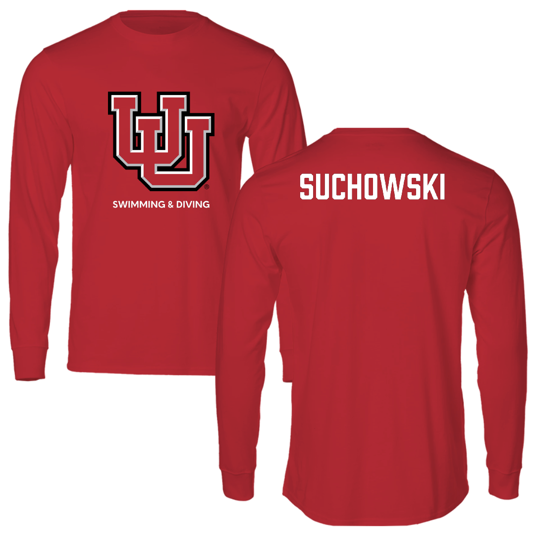 University of Utah Swimming & Diving Red Block Performance Long Sleeve - Jake Suchowski