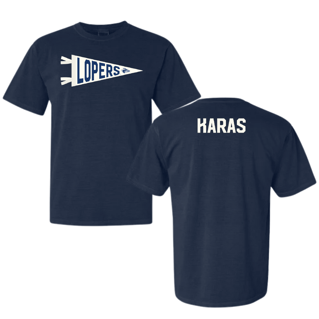 University of Nebraska at Kearney TF and XC Navy Pennant Comfort Colors Tee - Quin Karas