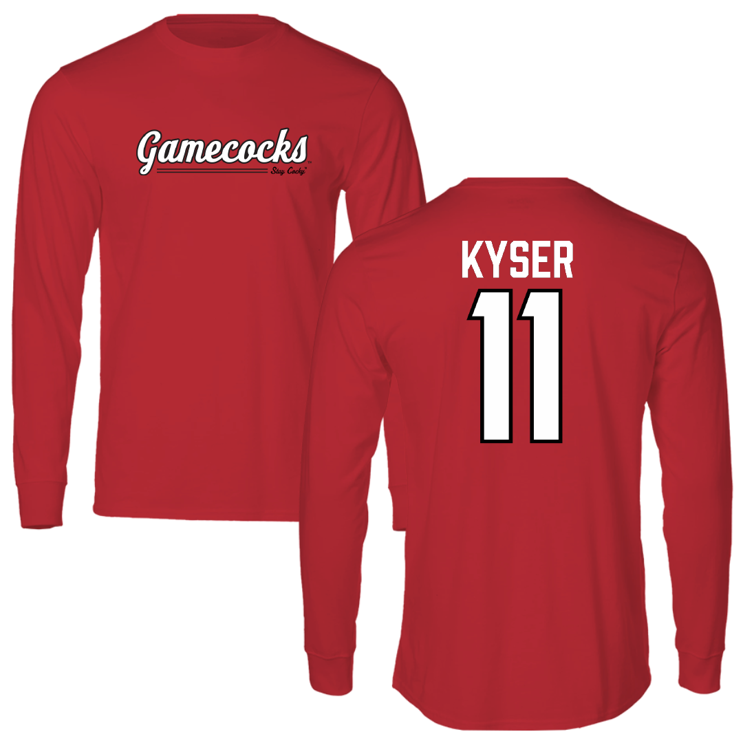 Jacksonville State University Softball Red General Performance Long Sleeve - #11 Makalyn Kyser