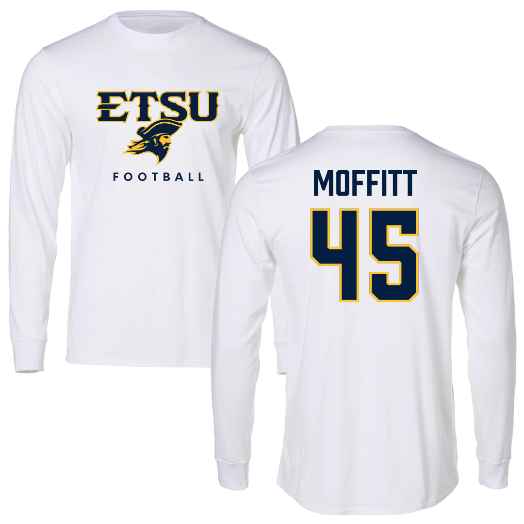 East Tennessee State University Football White Long Sleeve - #45 Trevor Moffitt