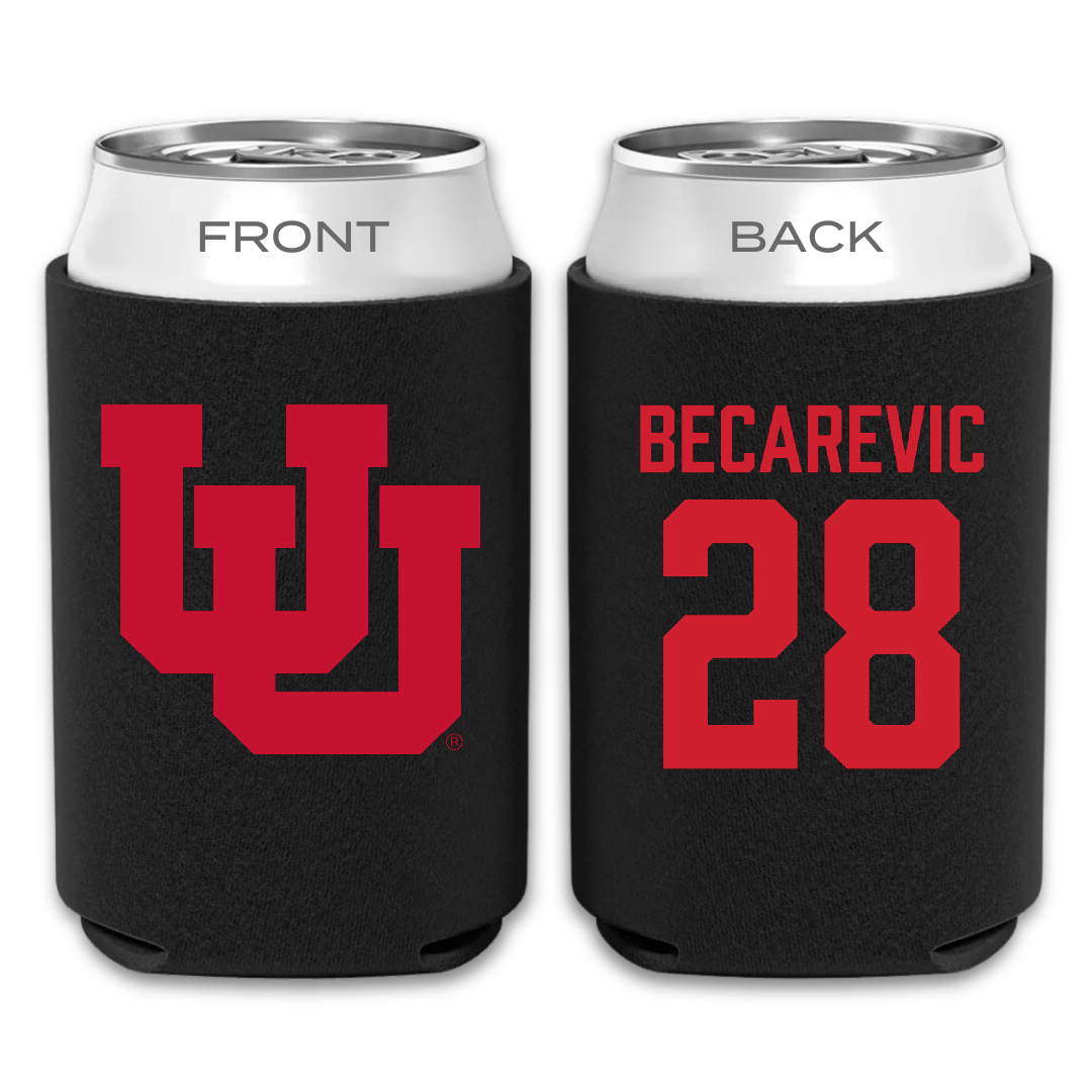 University of Utah Soccer Black Can Cooler - #28 Mia Becarevic