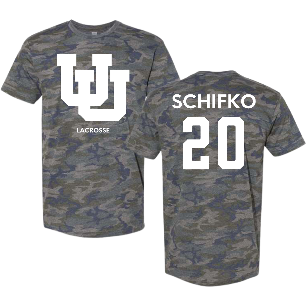 University of Utah Lacrosse (M) Vintage Camo Tee - #20 Tyler Schifko