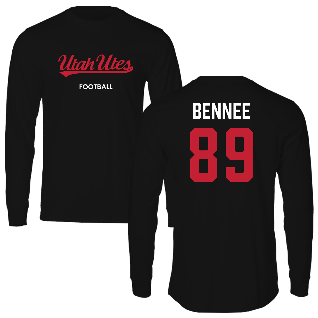 University of Utah Football Black Utes Long Sleeve - #89 Noah Bennee