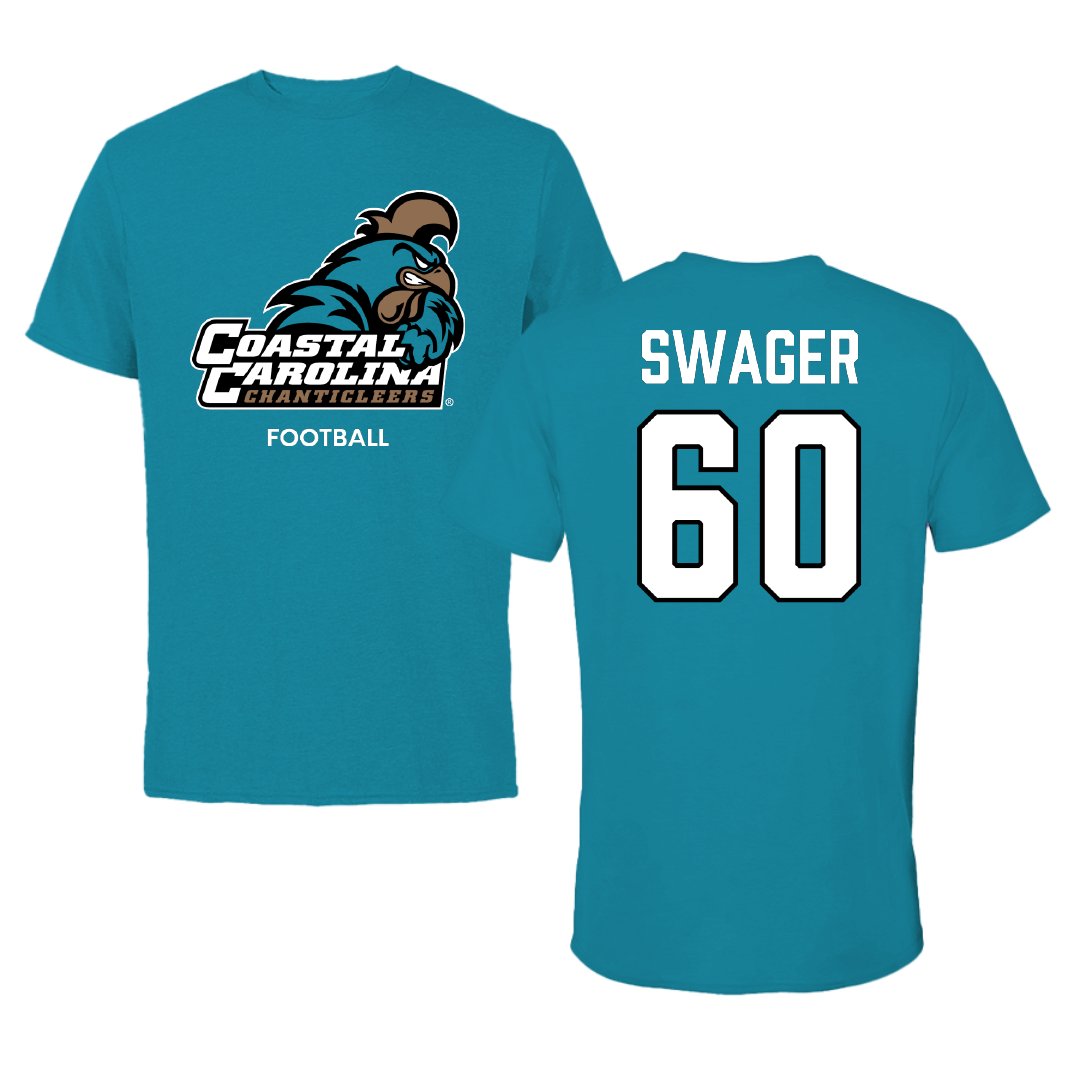 Coastal Carolina University Football Teal Tee - #60 Mike Swager