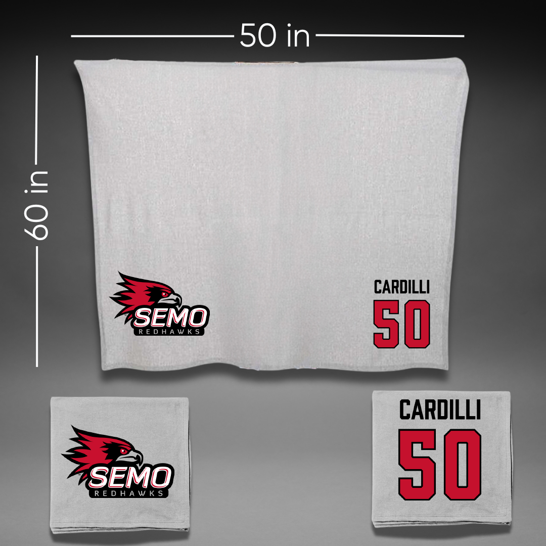 Southeast Missouri State University Football Gray Blanket - #50 Mike Cardilli