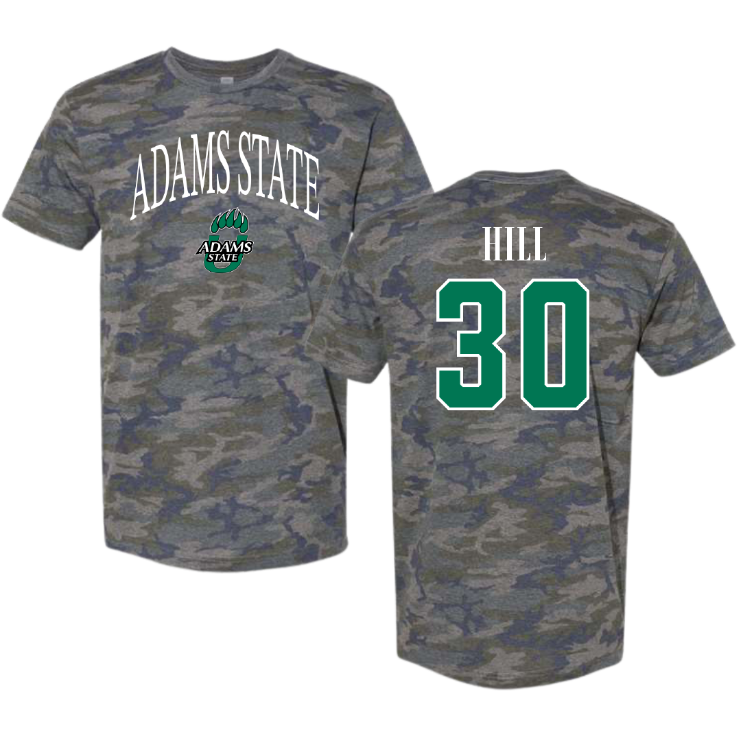 Adams State University Basketball Vintage Camo Tee - #30 Taejhuan Hill