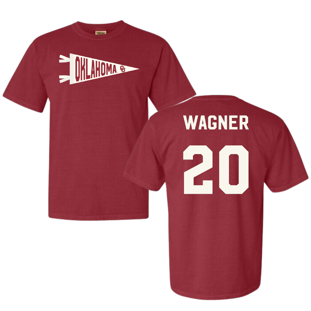 University of Oklahoma Soccer Crimson Pennant Comfort Colors Tee - #20 Chelsea Wagner