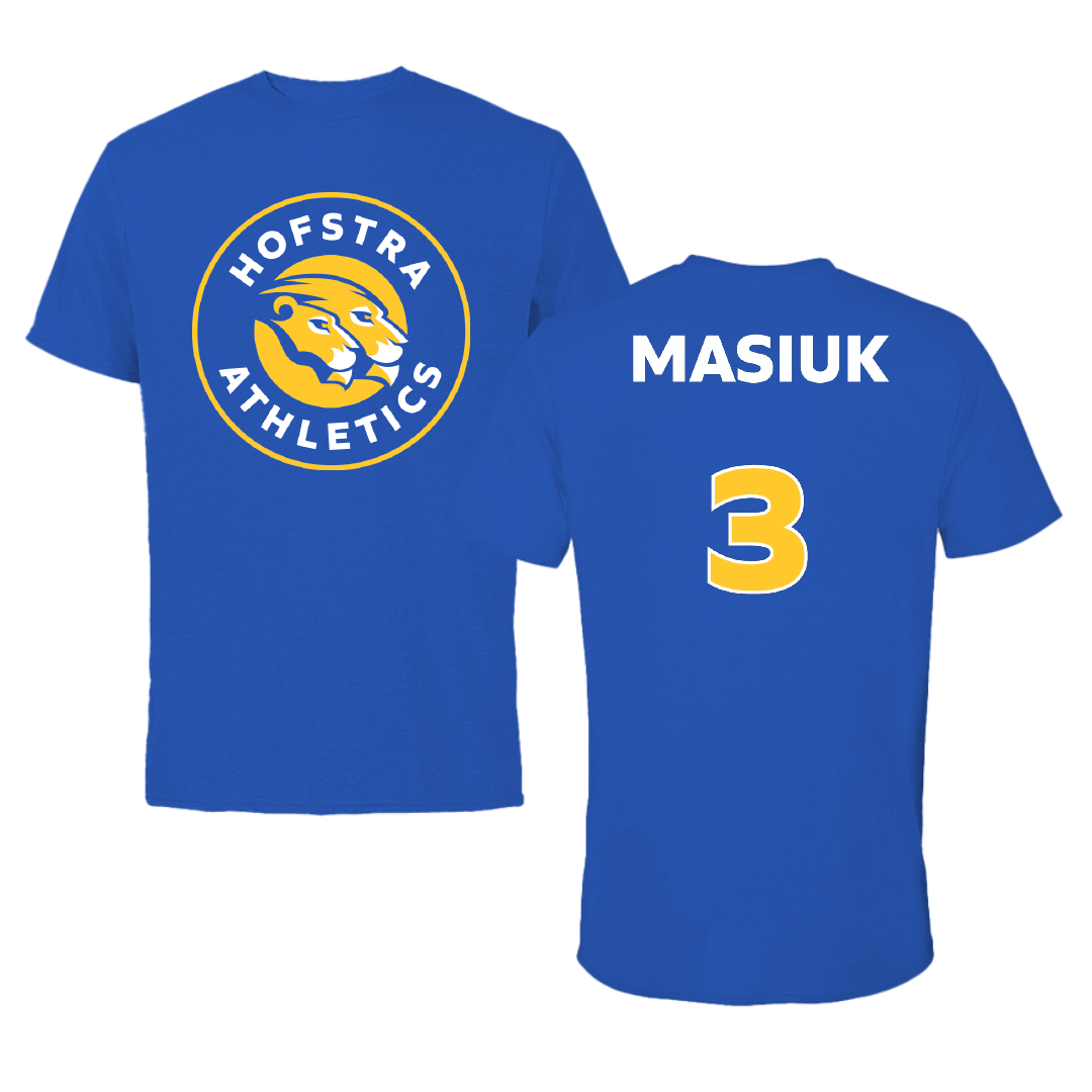 Hofstra University Baseball Blue Performance Tee - #3 Luke Masiuk