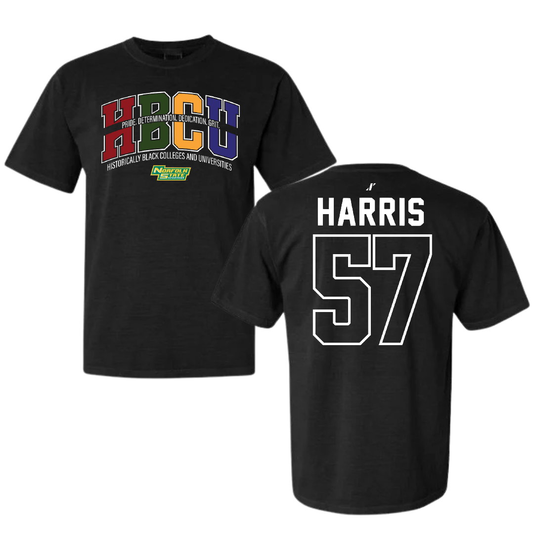Norfolk State University Football Black HBCU Comfort Colors Tee - #57 Stewart Harris