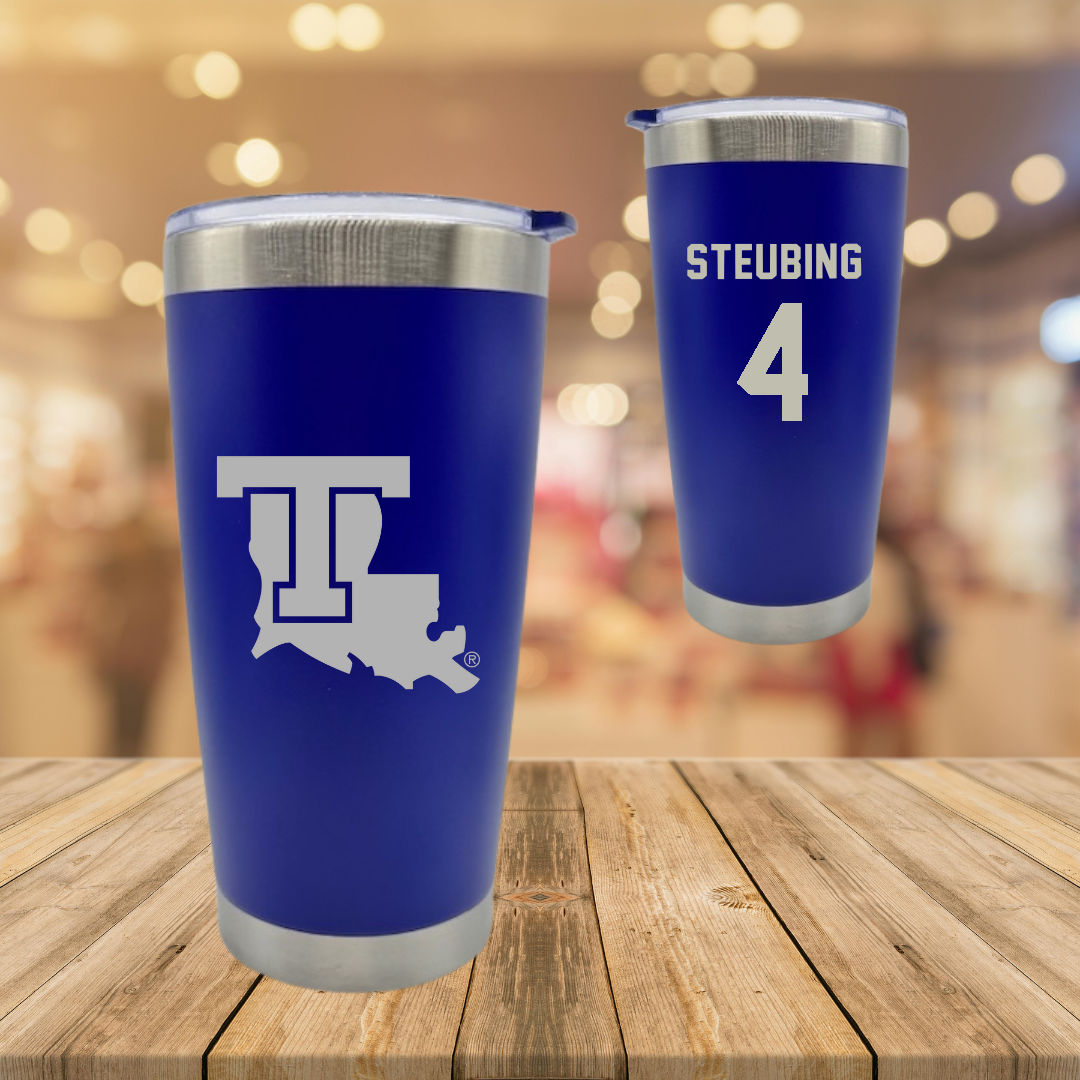 Louisiana Tech University Volleyball Blue Stainless Steel Tumbler - #4 Riley Steubing