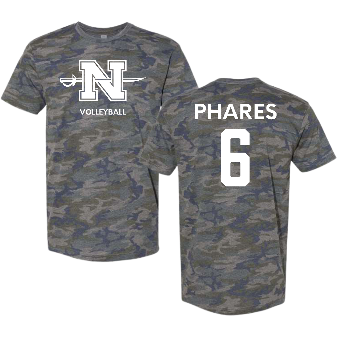 Nicholls State University Volleyball (W) Vintage Camo Tee - #6 Addison Phares