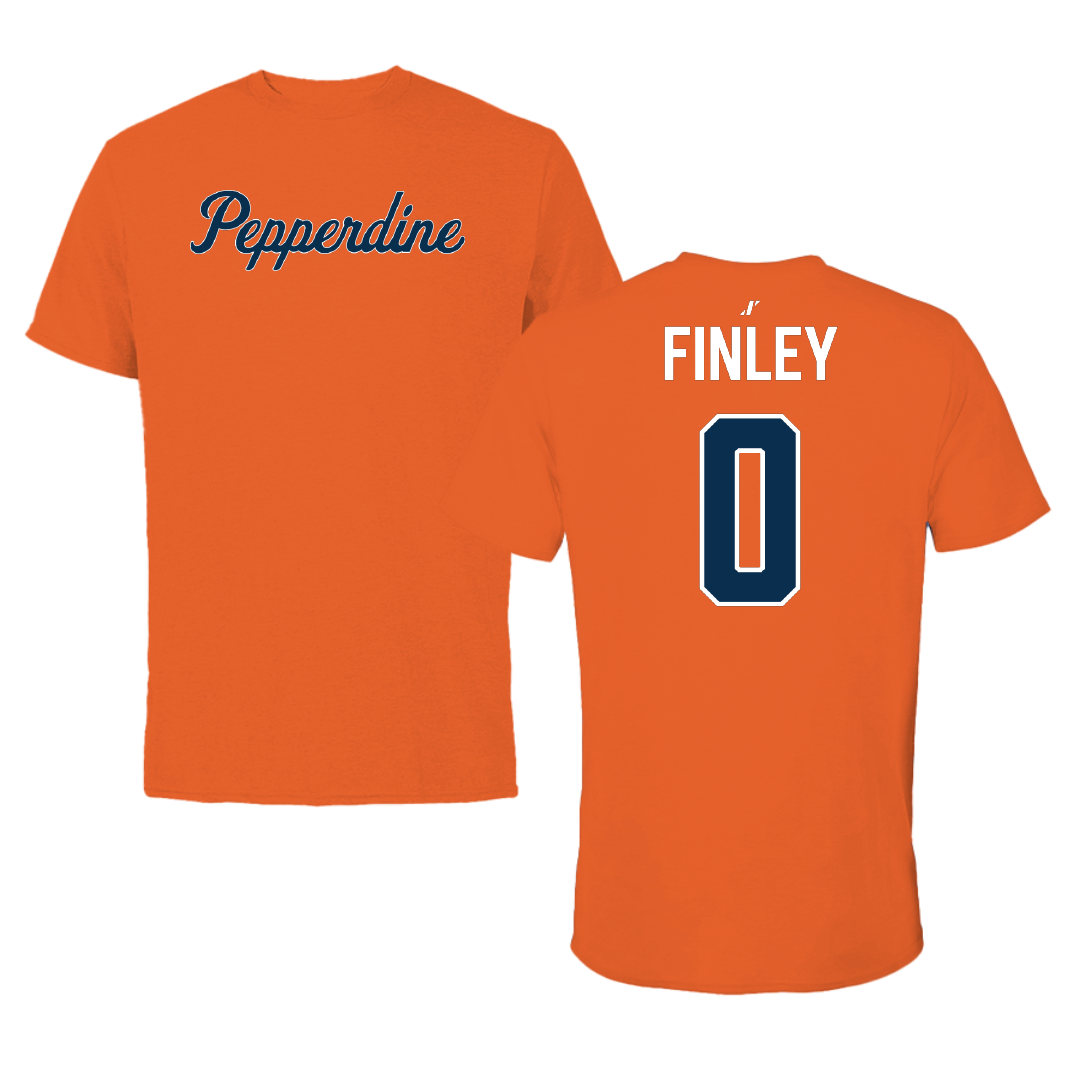 Pepperdine University Basketball Orange Performance Tee - #0 Ivory Finley
